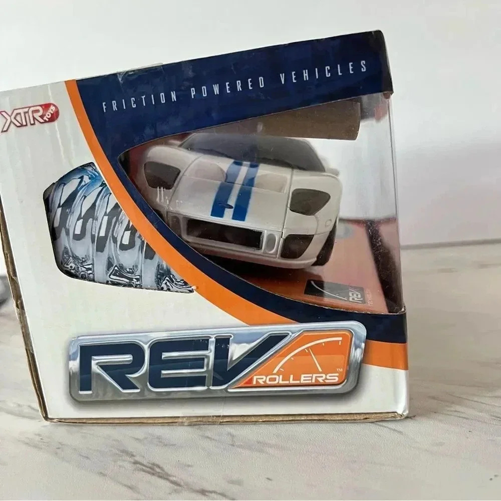XTR 2010 Ford GT Rev Roller Friction Toy Vehicle Car White/Blue Stripes - Picture 6 of 10